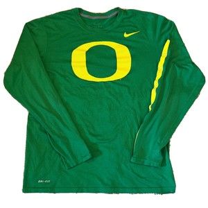 Oregon Ducks Nike Dri-Fit Long Sleeve Shirt Men's Size Medium Gray Green